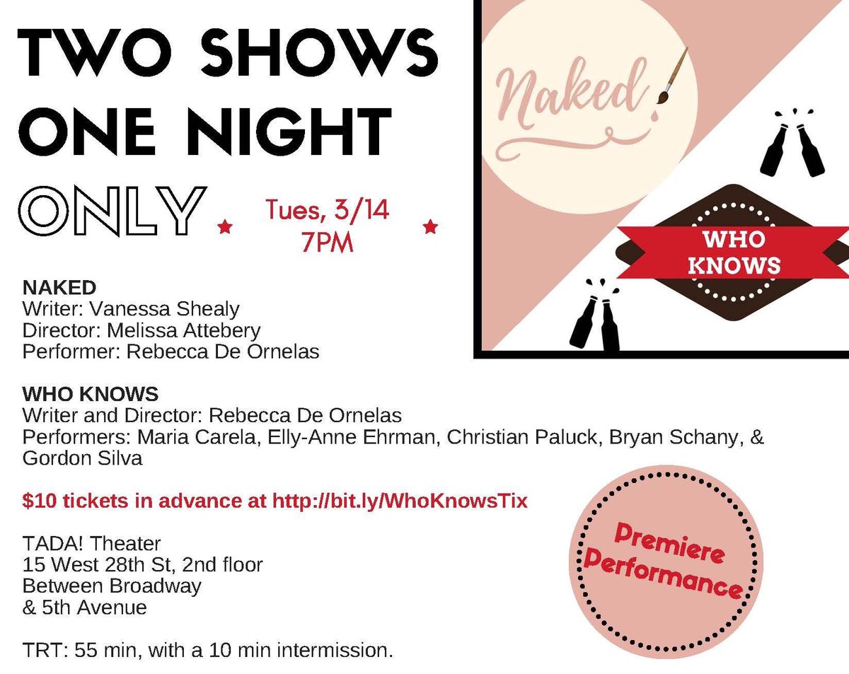 MichaelDiBiasio's tweet photo. #VideoblogsFilm Lead Actress and Creative Producer @RebeccaDeO has two shows next week in #NYC. One night only! Come hang π#theatre https://t.co/lVW9LrrlZG