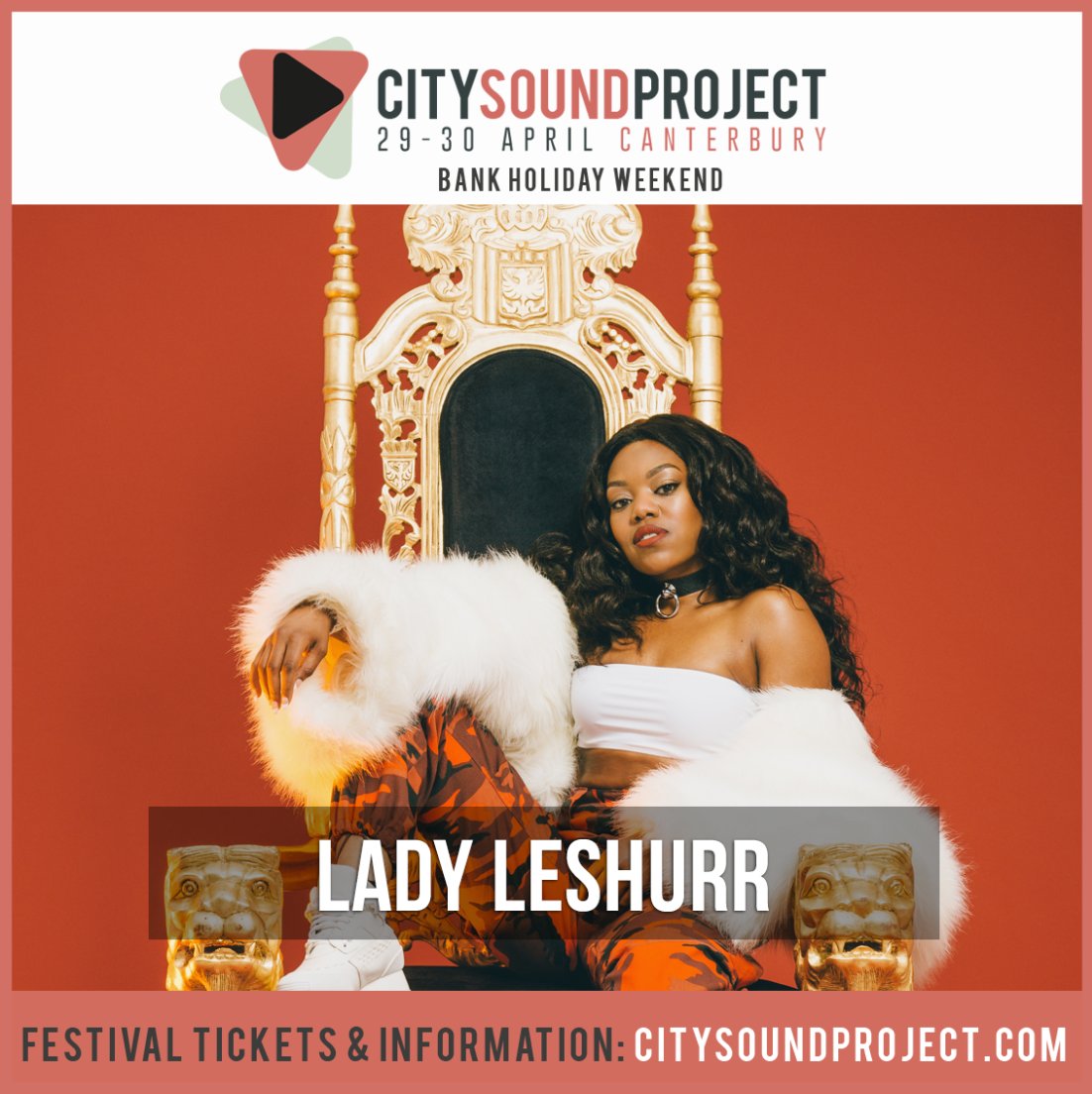 CitySoundPro's tweet image. We're very excited to be bringing @LadyLeshurr to Canterbury for #CSP17! 

citysoundproject.com