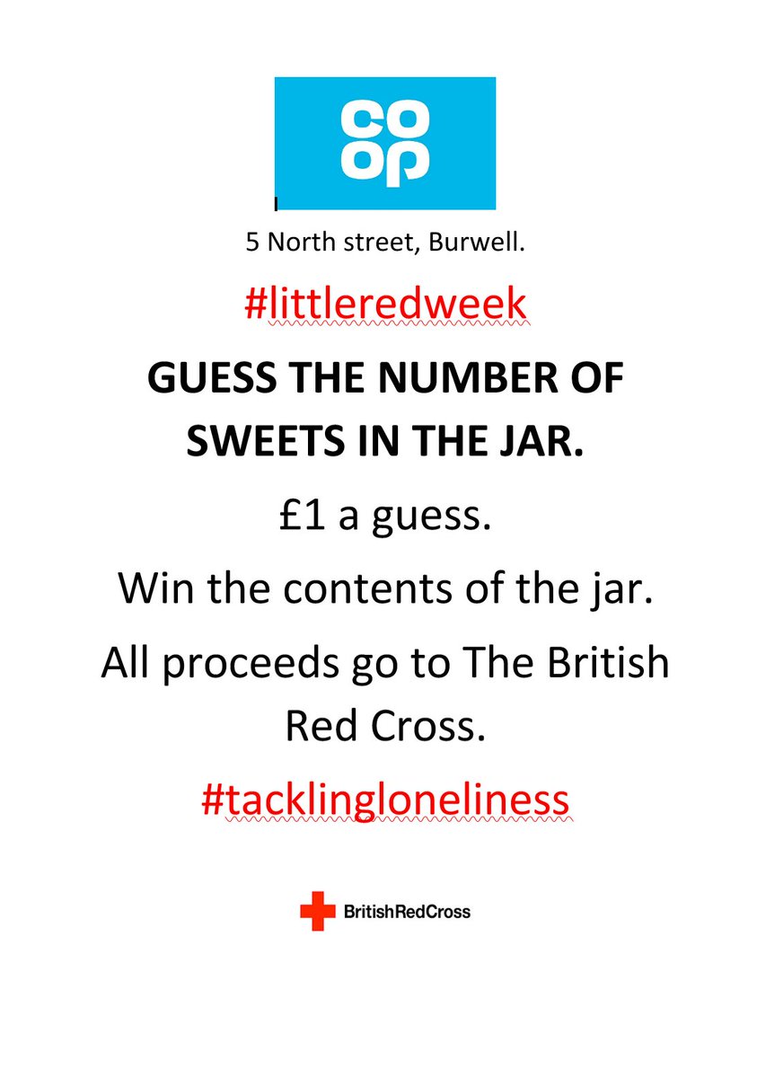 SteveS1711's tweet image. Events for #littleredweek in Burwell. #tacklingloneliness #Theredcross #beingcoop  @steveall1 @DarrenDazsaz @coopukfood @MarkWal80246378