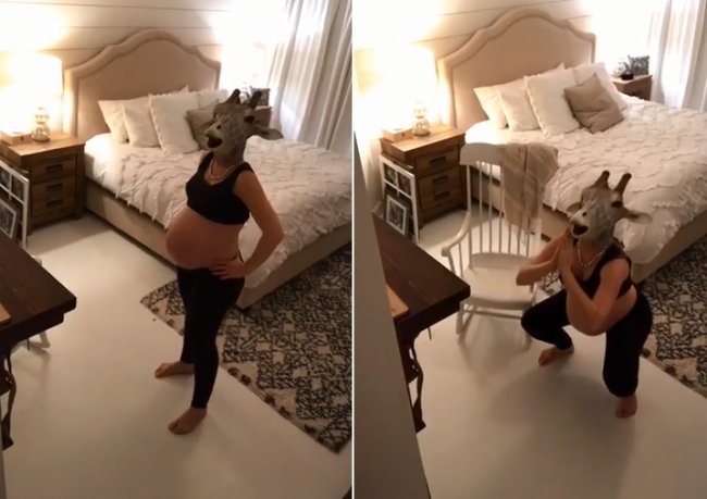 WNCN's tweet photo. VIDEO: Pregnant SC woman mimics April the Giraffe https://t.co/2D4EePB6zQ https://t.co/xGGQi83z66
