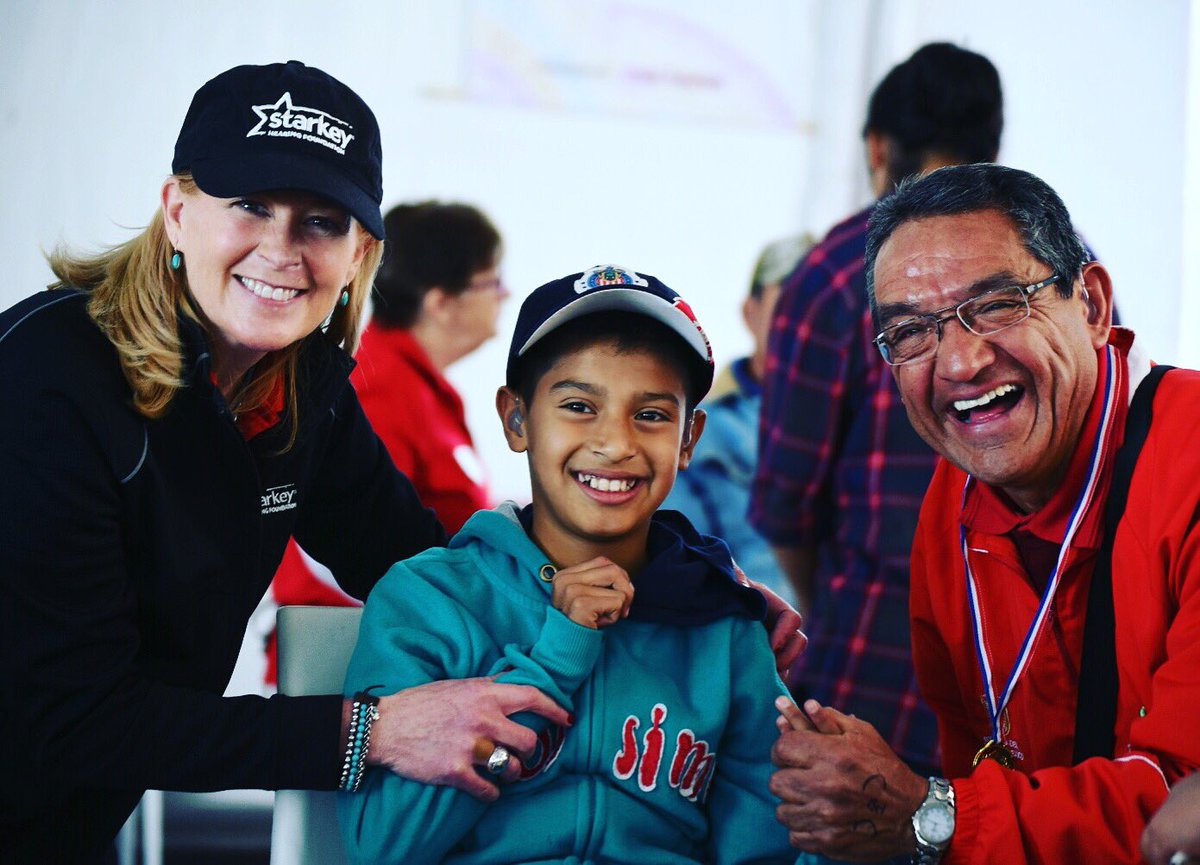 starkeyfnd's tweet photo. Manual gave his hat to young Santiago, after he was fit with hearing aids so he could pass along kindness #starkeycares #changetgeworld https://t.co/M0Sx8dewAu