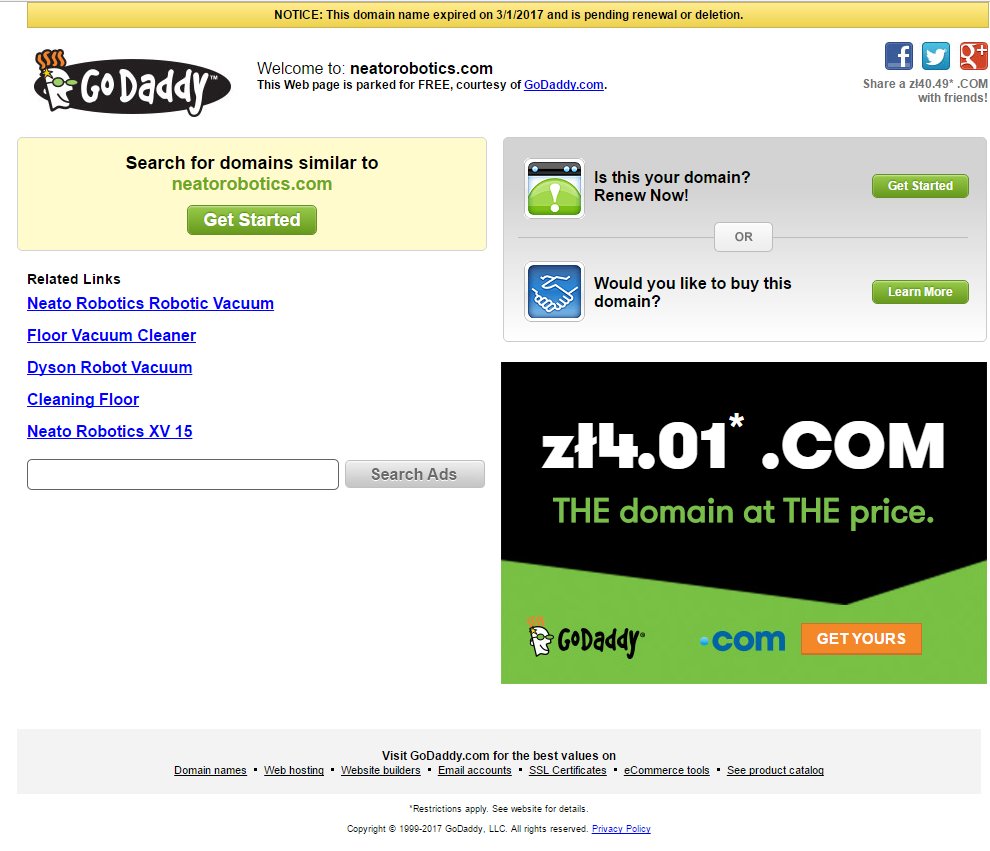 @NeatoRobotics I wanted to create an account, that's what I get when I click the activation link. Please pay for the domain so I can clean:)