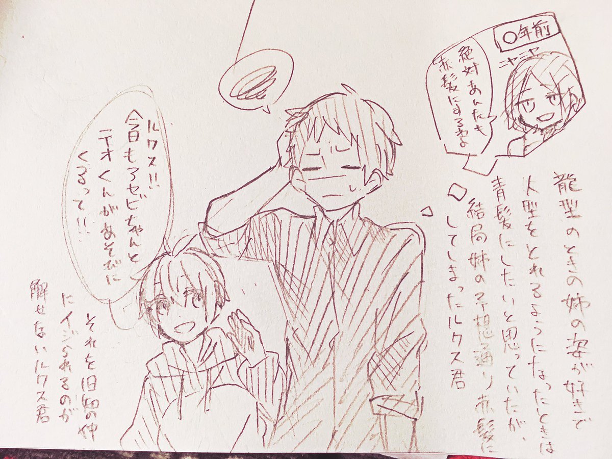 火龍のルクス君も、自分が赤色だからというより、ネルと似た理由で赤髪を選んだんだよって話も描きたい 