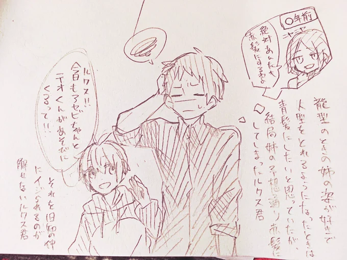 火龍のルクス君も、自分が赤色だからというより、ネルと似た理由で赤髪を選んだんだよって話も描きたい 