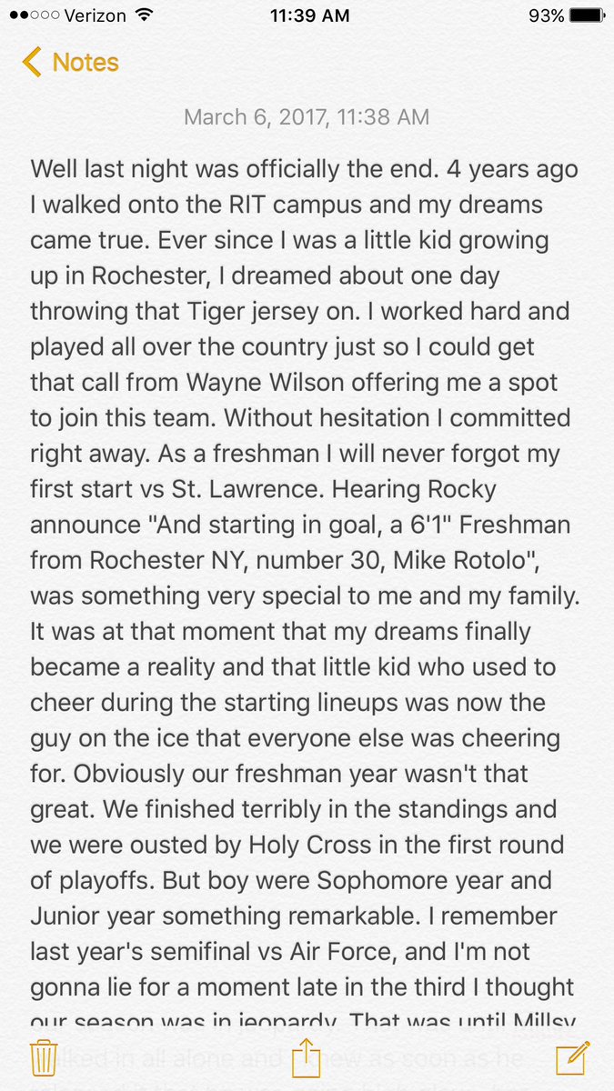 MikeRotolo35's tweet photo. After 4 great years I just wanted to say thank you to everyone! @RITMHKY @RITathletics #TigerPride https://t.co/wflU4iDG7X