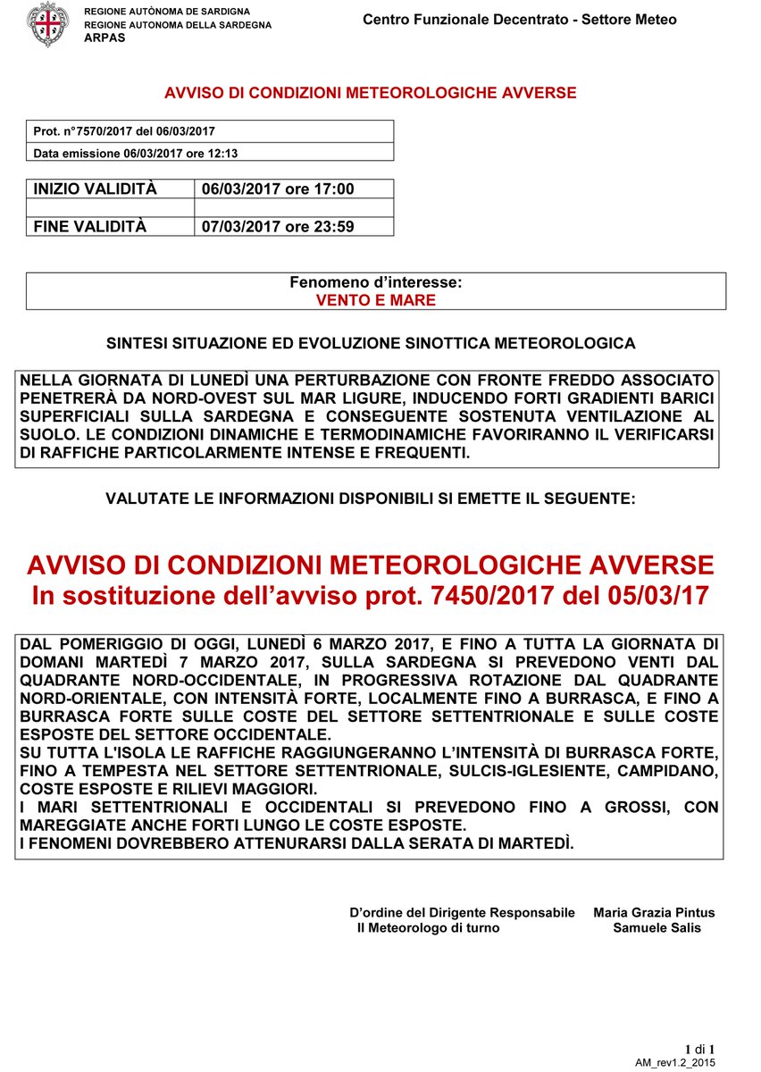 Avviso #condizioni #meteorologiche avverse
Dalle 17.00 del 6/3 alle 23.59 del 7/3
#Vento #Mare #Burrasca
