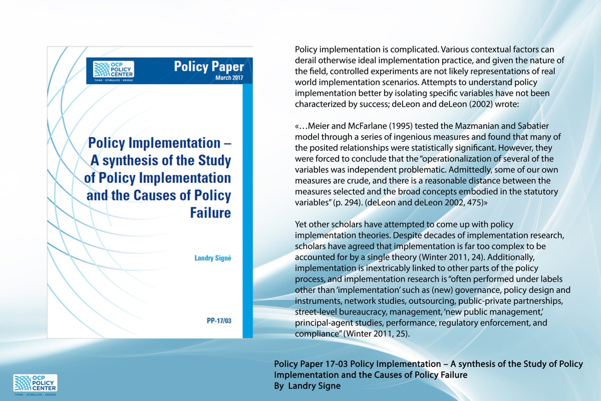 PolicyCenterNS's tweet image. #Implementation inextricably linked to other parts of
#PolicyProcess... #governance #regulations + bit.ly/2lvGk62 @LandrySigne