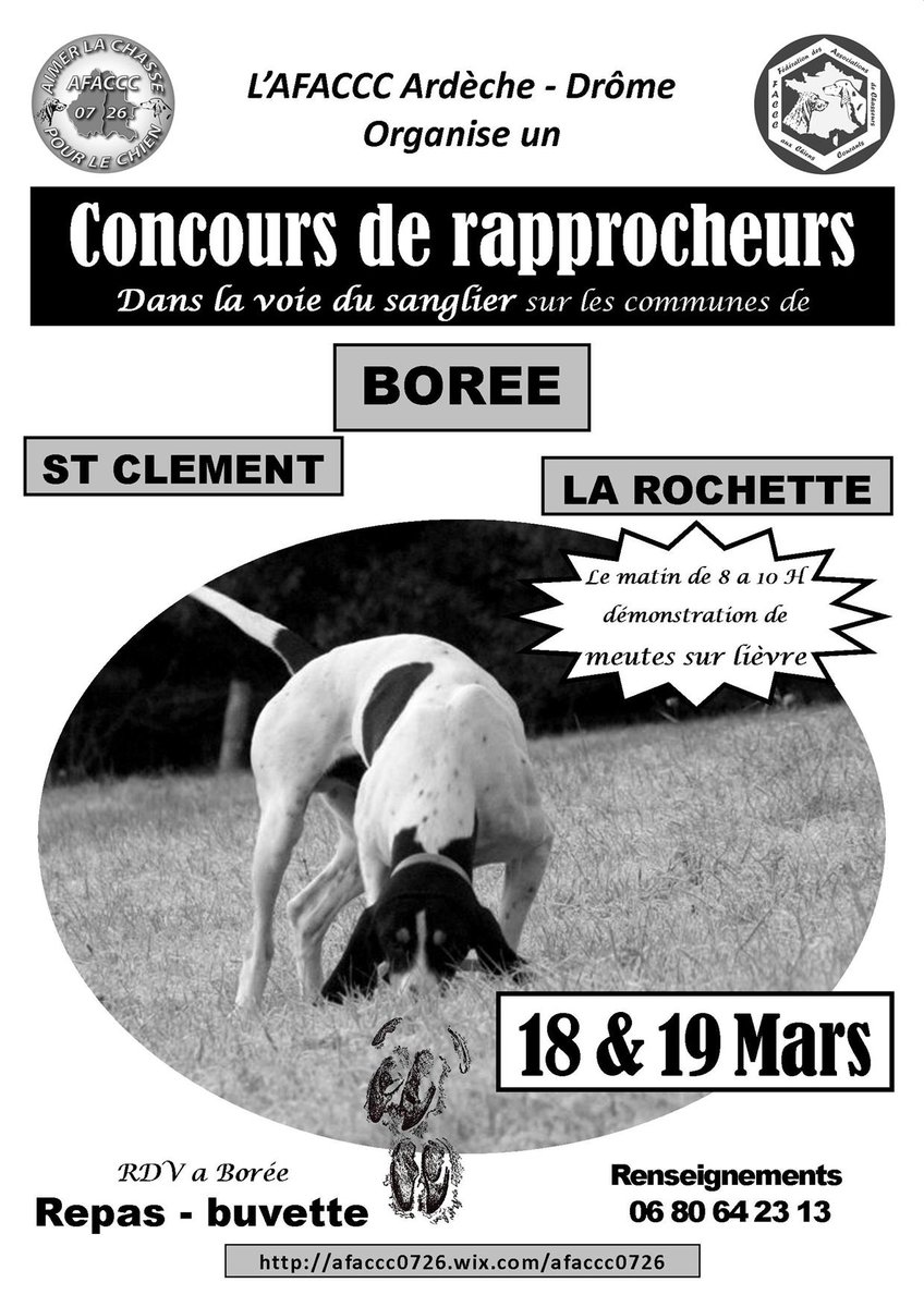 ChasseArdeche's tweet photo. Concours de rapprocheurs 18 et 19 mars en #Ardèche  https://t.co/iaWcDL2SAG https://t.co/InJKI8Pl9I