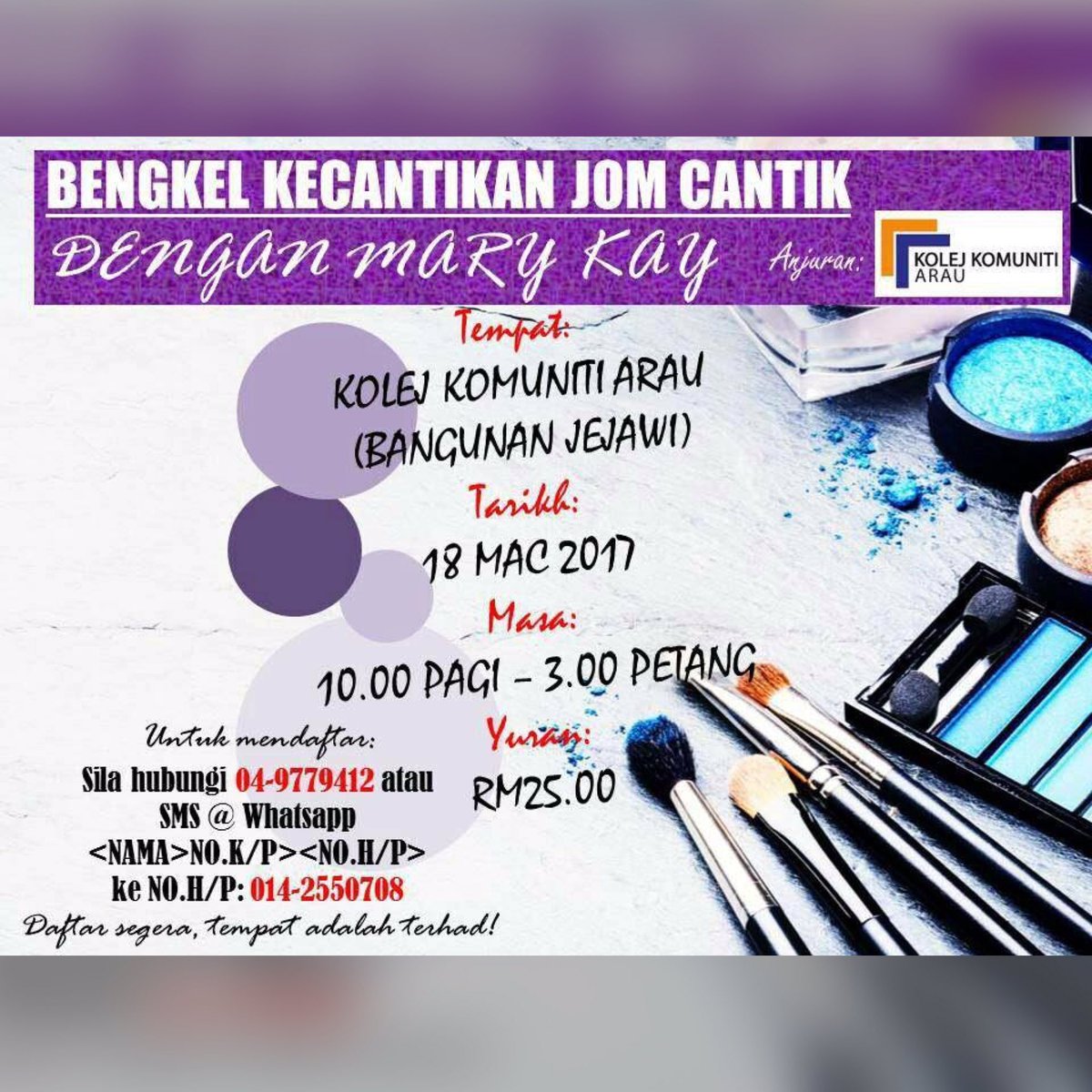 officialkkarau's tweet photo. #kursuspendek di #kolejkomunitiarau #kkap #18Mac #janganketinggalan untuk #menyertai #hubungi no yg tertera pada gambar..TQ!!😊😊😊 https://t.co/myQ5IHeMfY