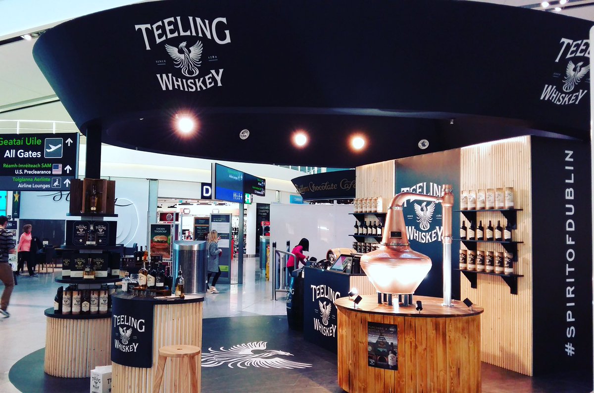 TeelingWhiskey's tweet photo. Passing through T2 @DublinAirport? Our #SpiritofDublin Pop Up Shop is live for March &amp; April, stop by for a Teeling taster &amp; the chats! https://t.co/rGqLcefukC