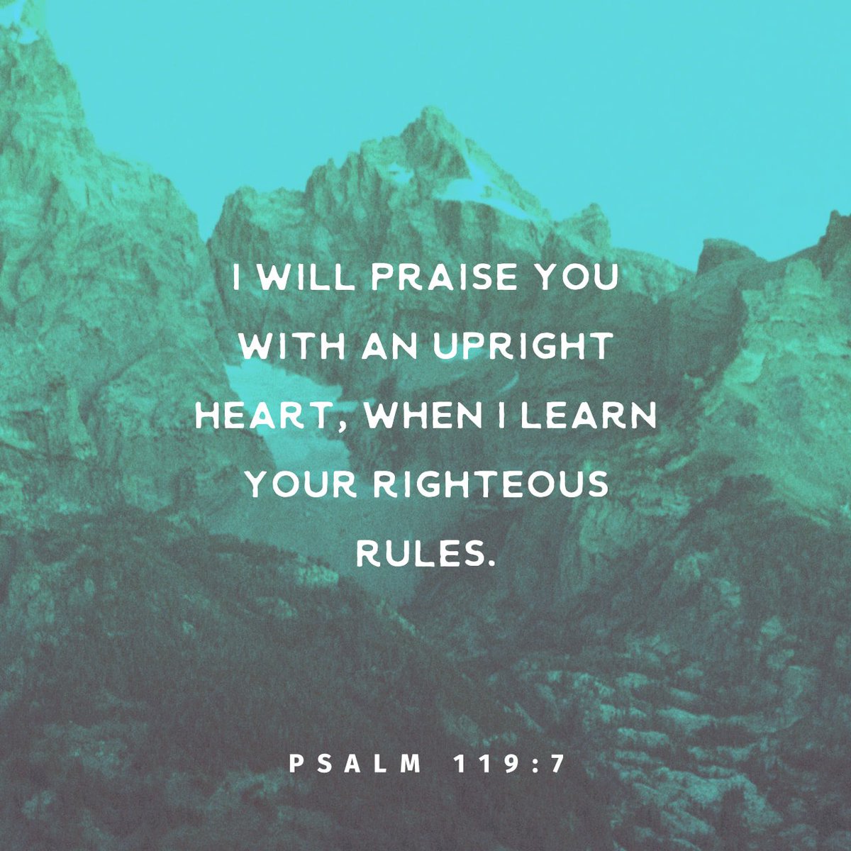 YouVersion's tweet photo. I will praise you with an upright heart, when I learn your righteous rules. https://t.co/wNDJN5D3SS https://t.co/u4ZeTpVYiv
