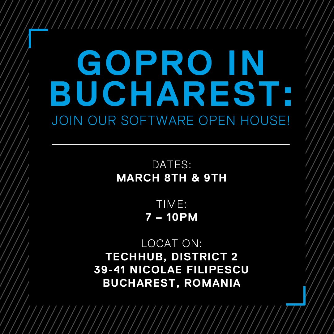 TechHubBuc's tweet image. #Meetup Join us on Wed, March 8 for some proper #tech talks w/ @GoProRO team. Places available here: bit.ly/2msYnOe Save yours NOW!