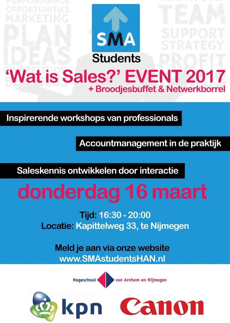📢 1e-jaars CE'er?! Kom naar ons nieuwe 'Wat is Sales?' event! Aanmelden kan via onze website ➡️ smastudentshan.nl/wat-is-sales.h… <a href="/HAN_opleidingCE/">HAN_CE</a>