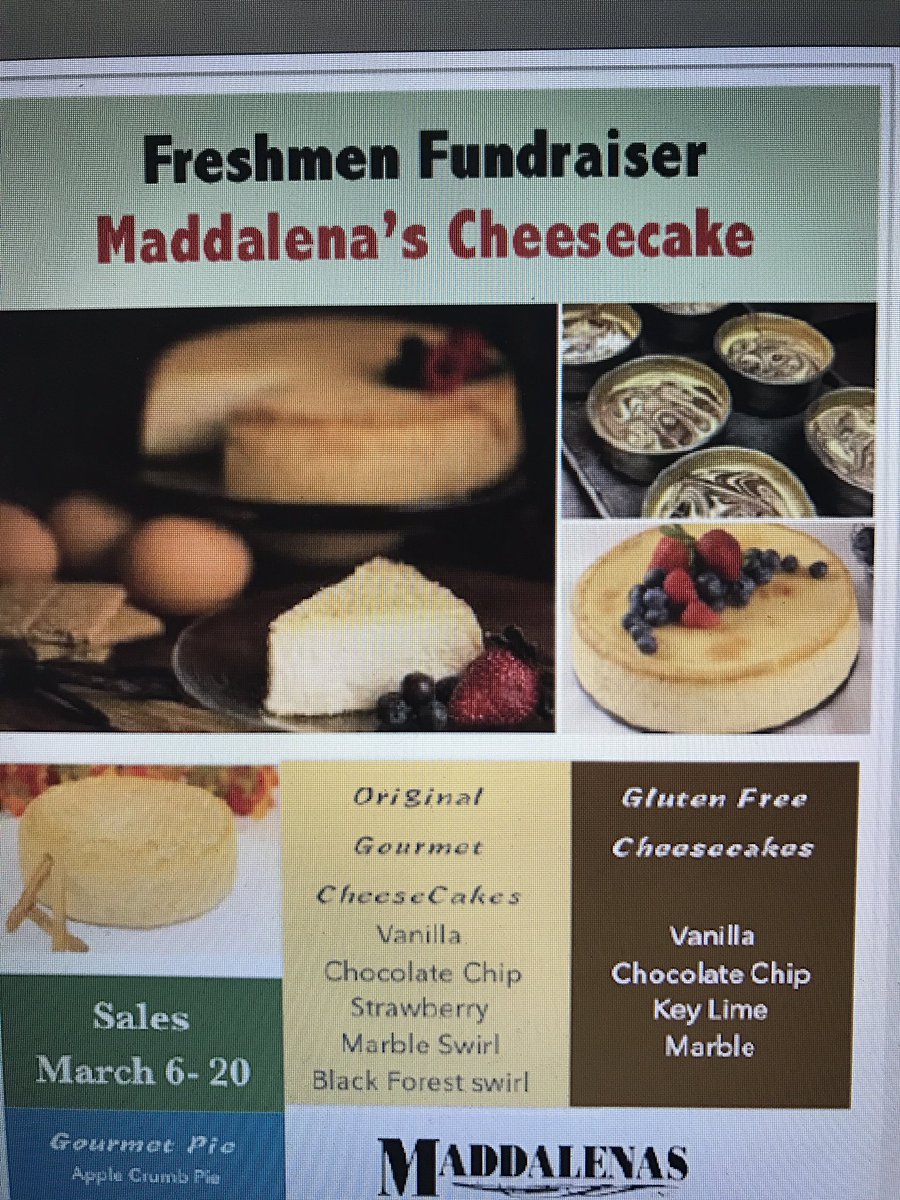 Class of 2020 Cheesecake Fundraiser starts today!  See Mr. Logo or Mr. Pellicane for an order form or a freshman to place an order!