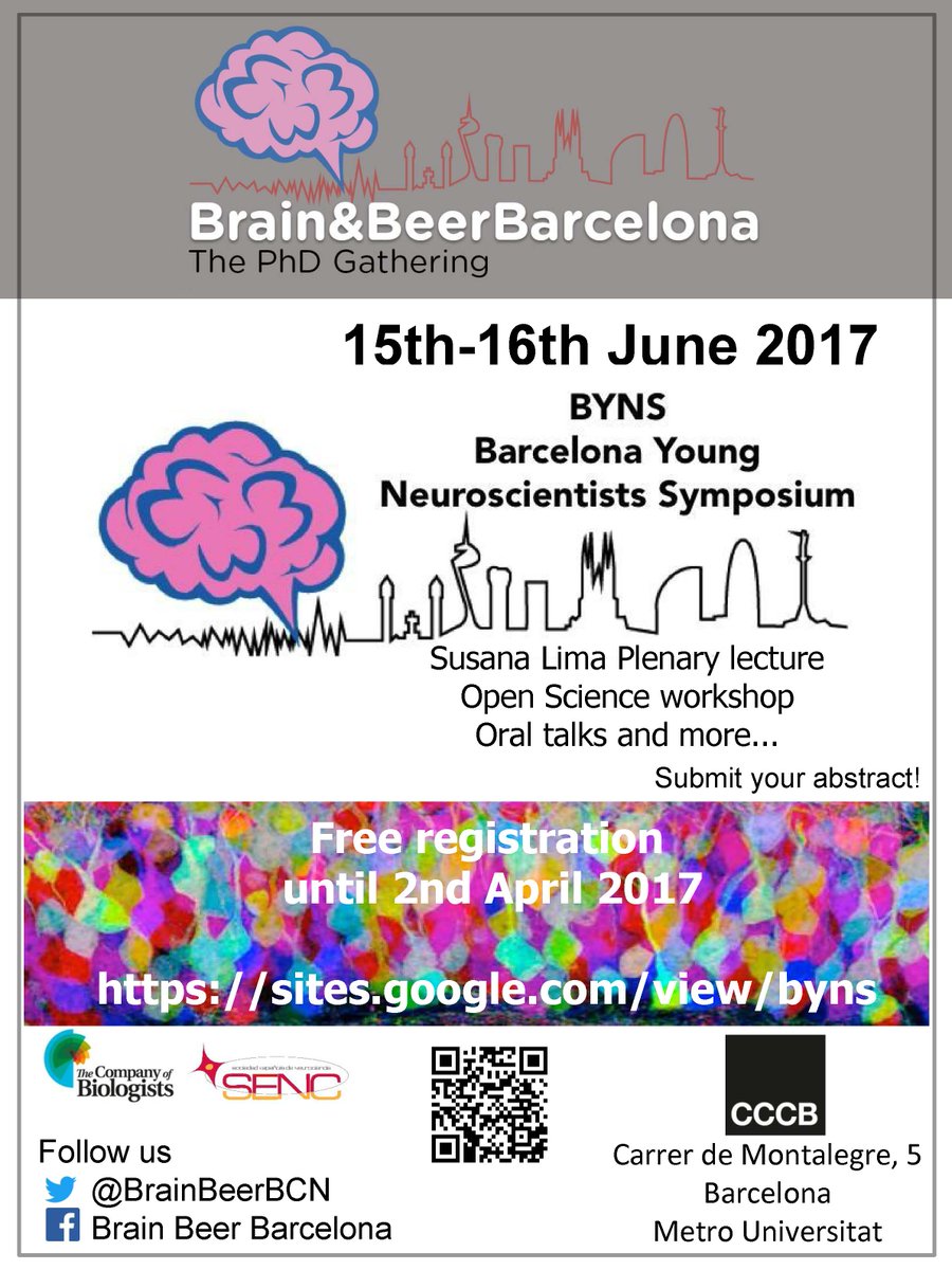 You can submit your abstract until April 2nd to ensure free registration. Posters, oral comms, workshop #openscience and much more at #BYNS