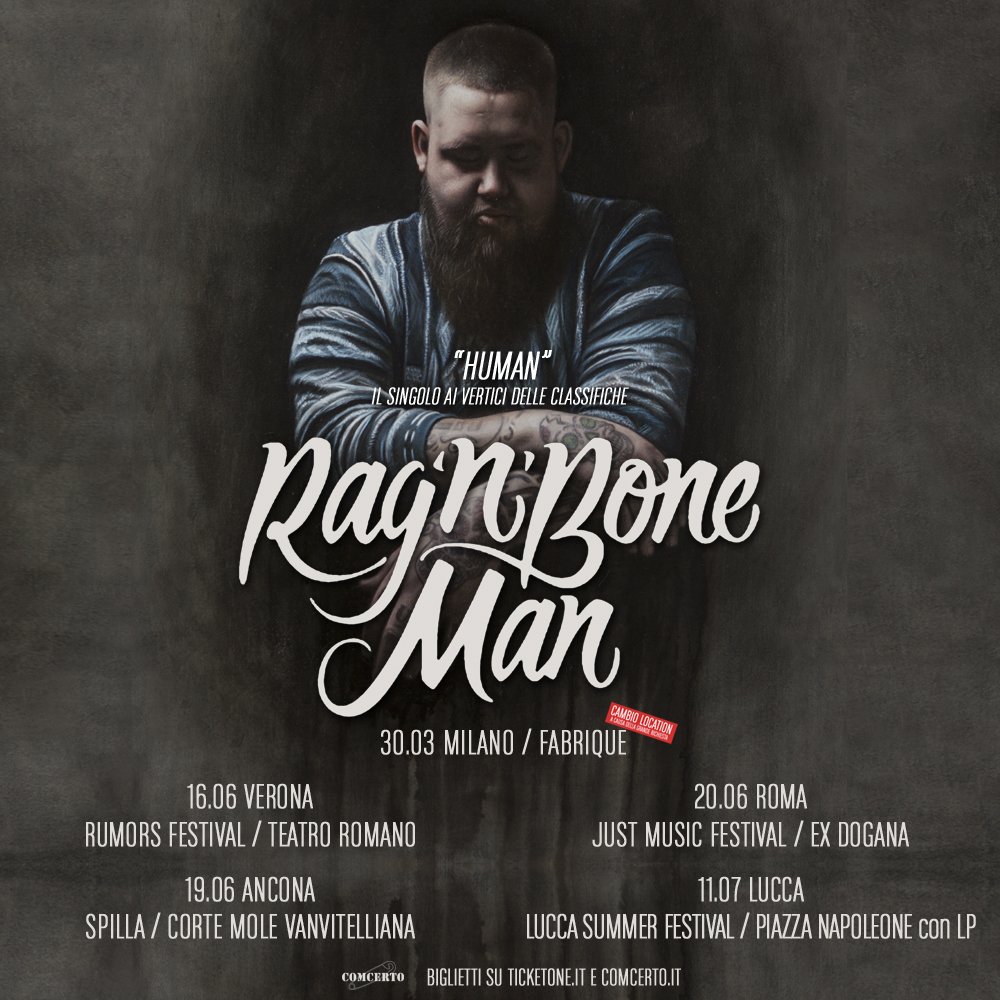COMCERTO's tweet image. Continua l’inesorabile ascesa al successo di @RagNBoneManUK 
A grande richiesta il concerto del 30 MARZO si sposta al @FabriqueMilano!!