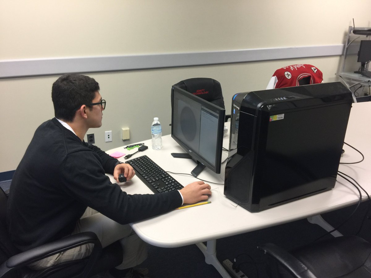 ADAPT_Metrology's tweet photo. Renzo is learning SolidWorks at the ADAPT office. Renzo is one of ADAPT's senior interns from St. Mary's High School. #MondayMotivation https://t.co/7jp2Id2Ofs