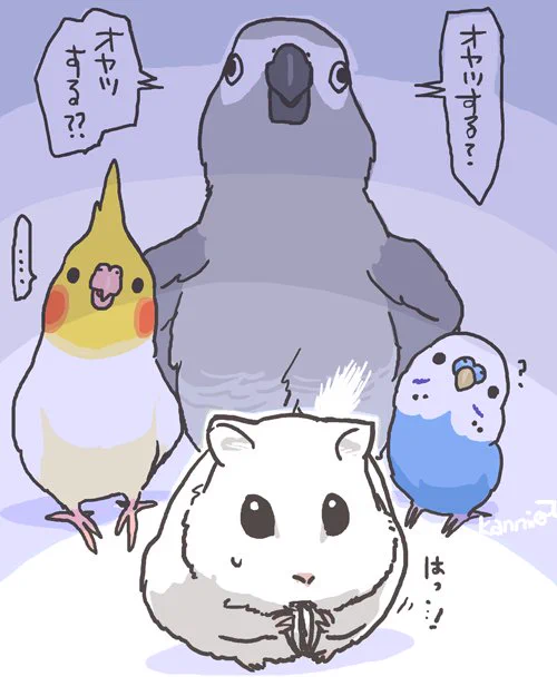 @kanmiQ リクエストで「かんみさんが鳥の次に好きな動物とのイラスト!」と頂いて、「鳥の次に好きなの…フクロウ…ハシビロコウ」と全部鳥だったのに気付いてビックリしました^^;色々悩んだ結果、鳥以外の動物は同ラインで好きですがパッと思いついた子がコチラ!誰だか分かるかな? 