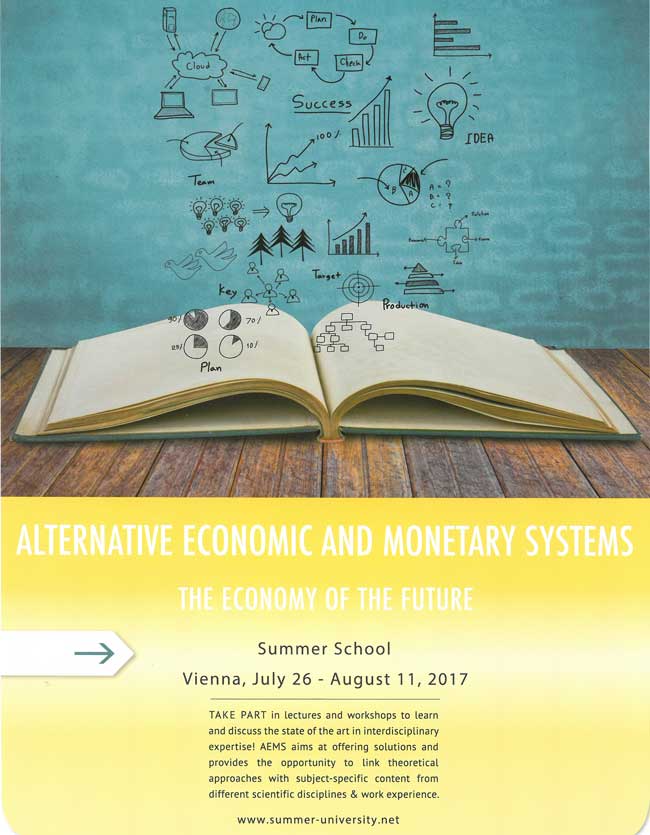 ECOnGOOD_org's tweet photo. Summer School in Vienna, "Alternative Economic + Monetary Systems" from 7/26-8/11. #EconCommonGood main topic.
https://t.co/zQrwrEtNnt https://t.co/tq3pTqH60M
