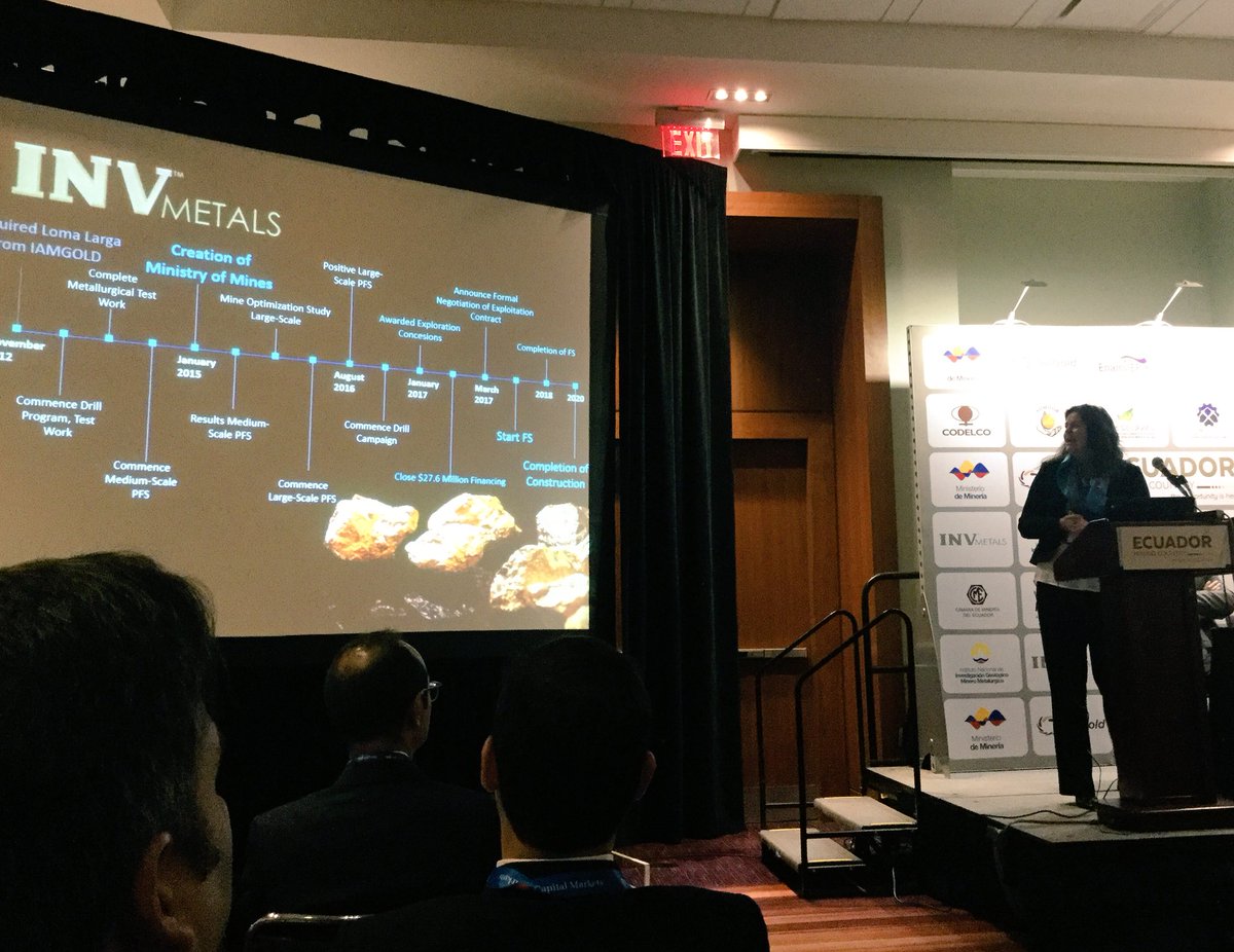 MarianickT's tweet photo. Many great presenters this morning for Ecuador Day at PDAC 2017. Canadian cies involved in Ecuador are committed to #responsablemining. https://t.co/NBWmkxD4Cn