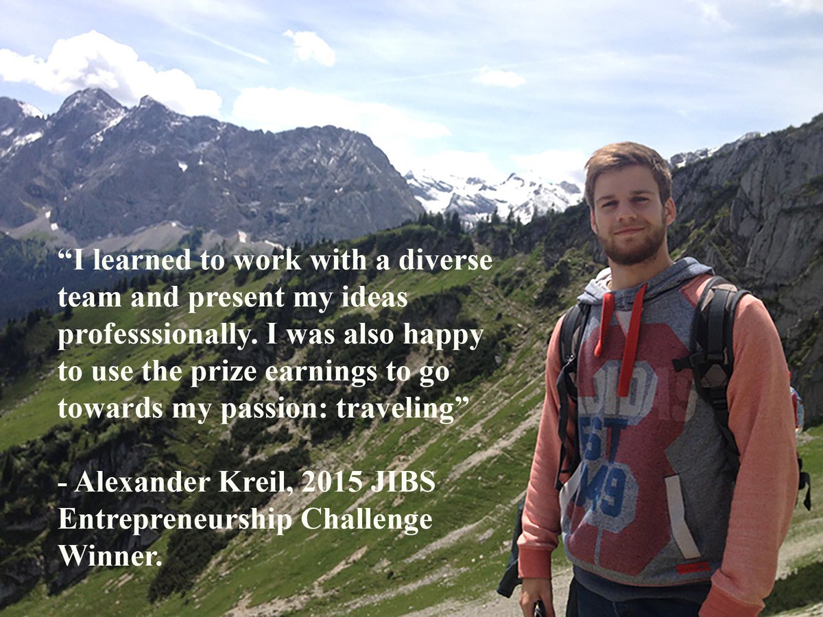 JIBSEC's tweet photo. Alexander Kreil, JIBS Bachelor Student, 2015 Winner shares lessons from the JIBS Entrepreneurship Challenge https://t.co/jMbxt8bdHy