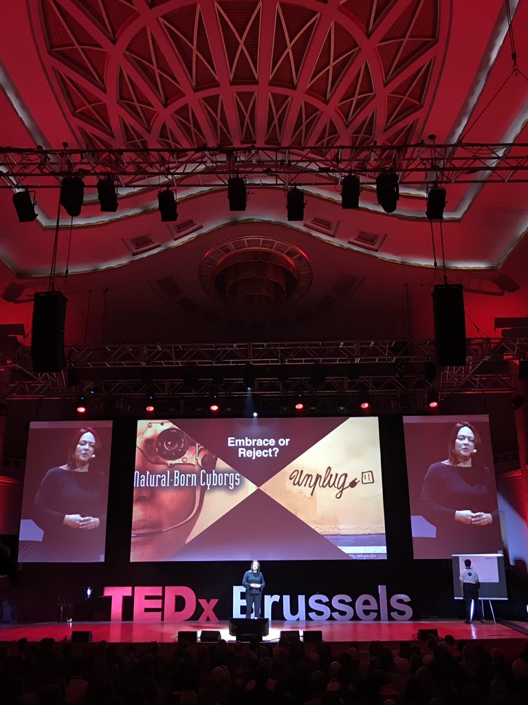 At #tedxbrussels learning about embracing your inner #cyborg, nagging #robots... and psychedelics!