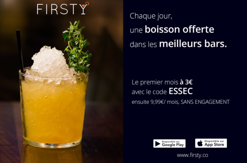 essec's tweet photo. Découvrez @firstyclub, le nouvel incubé @essecventures qui vous offre une boisson chaque jour dans les meilleurs bars de Paris https://t.co/jMuoHC3DTL