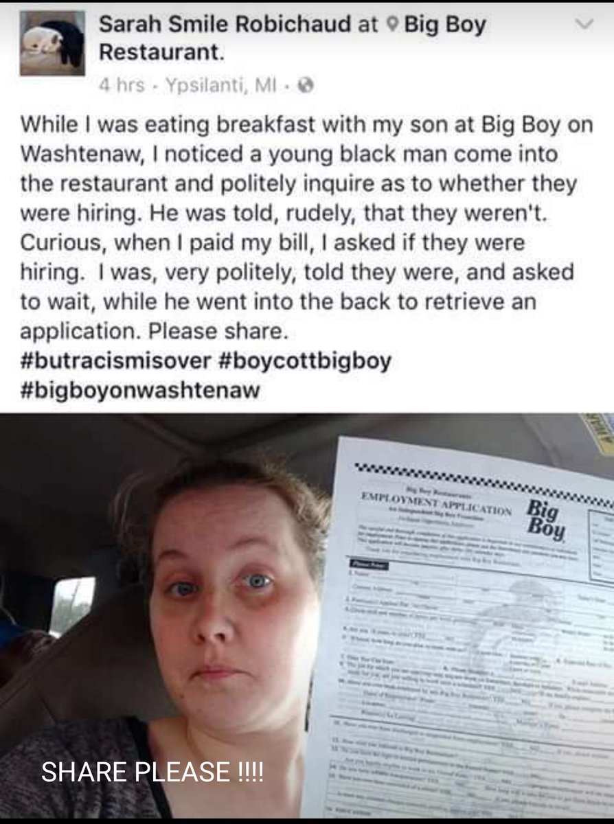 WayneParcheman's tweet photo. We can't continue 2 allow businesses to operate with discriminatory actions Share n Boycott #bigboyrestaurant #BigBoyRestaurant @NAACP_LDF https://t.co/dQ3wVbARGI