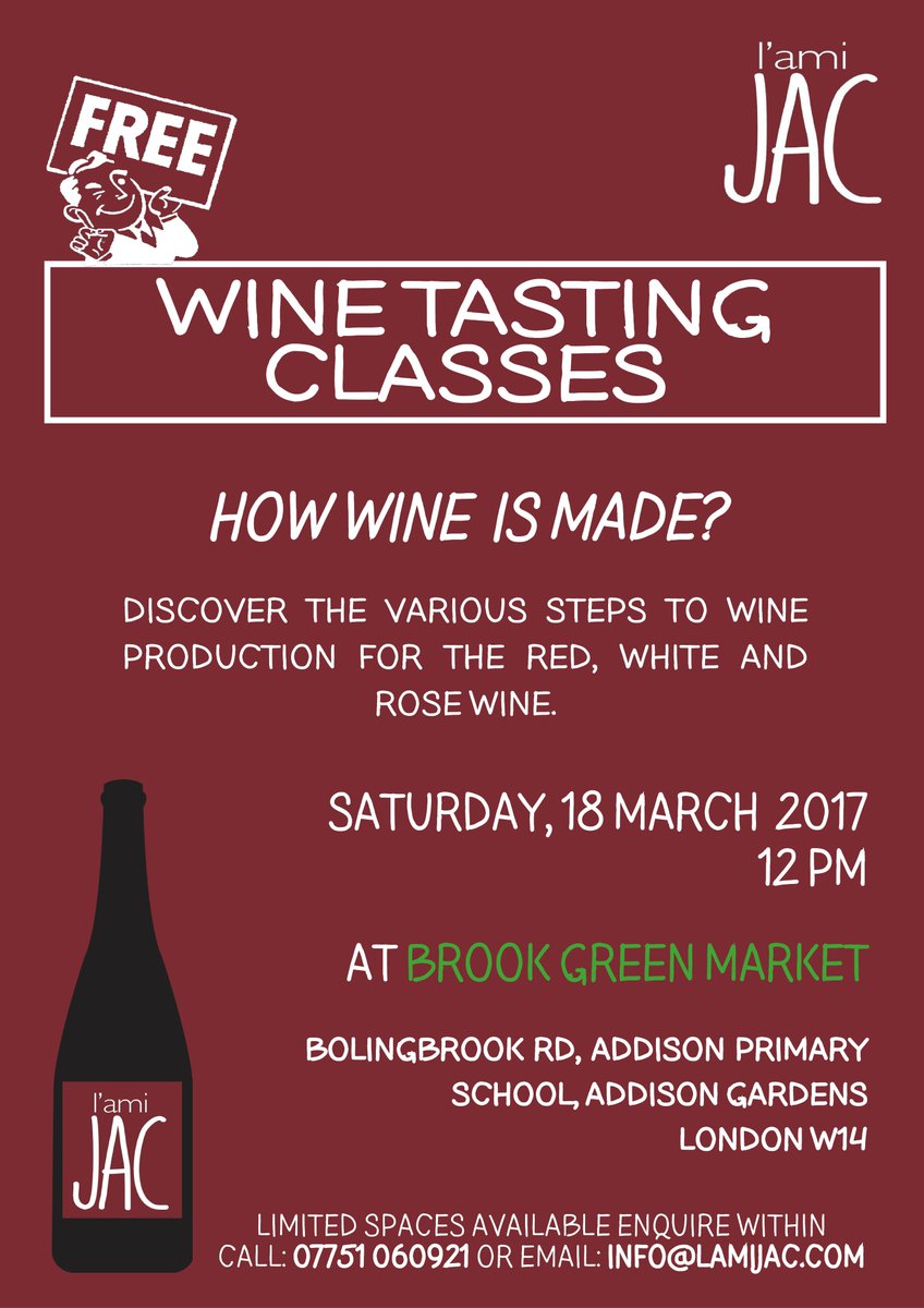 First wine tasting classe the Saturday 18, March 2017! 
Discover the various steps to wine production. L'Ami JAC is hoping to see you all!😀