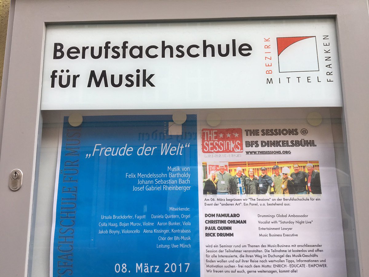 SessionsPanel's tweet photo. Bring it on Germany! We're ready for you! #bfsmusik #dinkelsbuehl #bfsdinkelsbuehl @DomFamularo @PaulQuin8 @ChristineOhlman @AnikaNilles https://t.co/lruw6tx80i