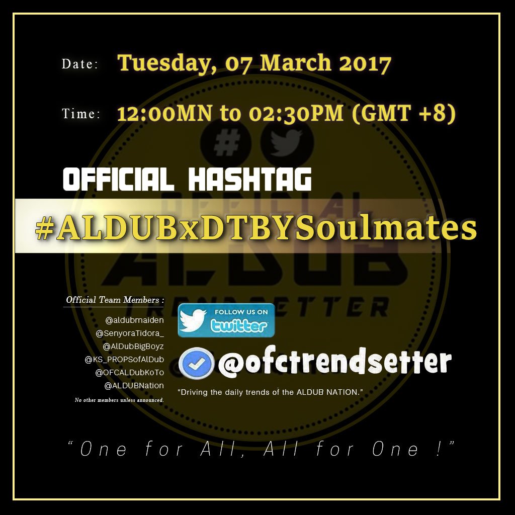 ofctrendsetter's tweet photo. #ALDUBxDTBYSoulmates
(12:00MN to 2:30PM, GMT+8)

Two souls sharing a bond for reasons only the heart can ever know.💗 https://t.co/9FbhvyHjWu