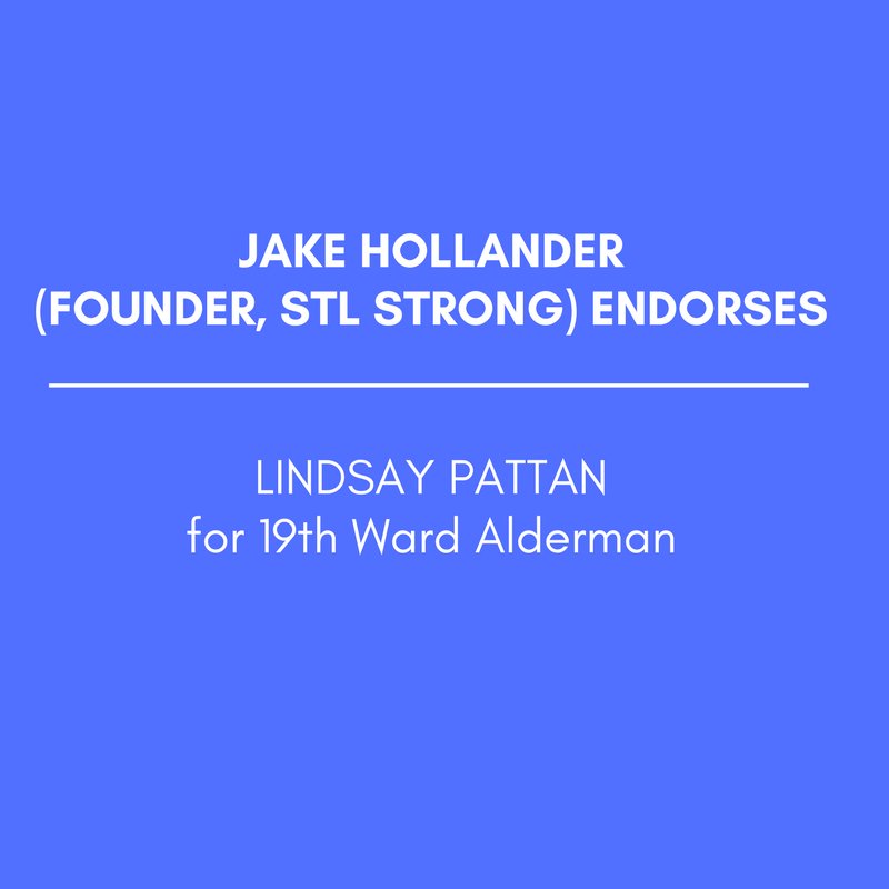 Lindsay_Pattan's tweet photo. Thank you @JHollander92 for your endorsement, and for the vital work you do to unify our region through @STLStrong. #ForeverForwardSTL #STL https://t.co/OedMZZKKbo