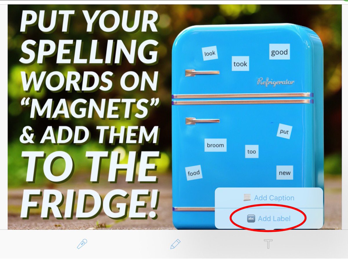 EHSMrsJ's tweet photo. ☀️New spelling words? Let Ss type on @Seesaw labels &amp; add to fridge! Grab the image: https://t.co/PJpTepComm #seesawchat #1stchat #2ndchat https://t.co/9SkFEgQFHu