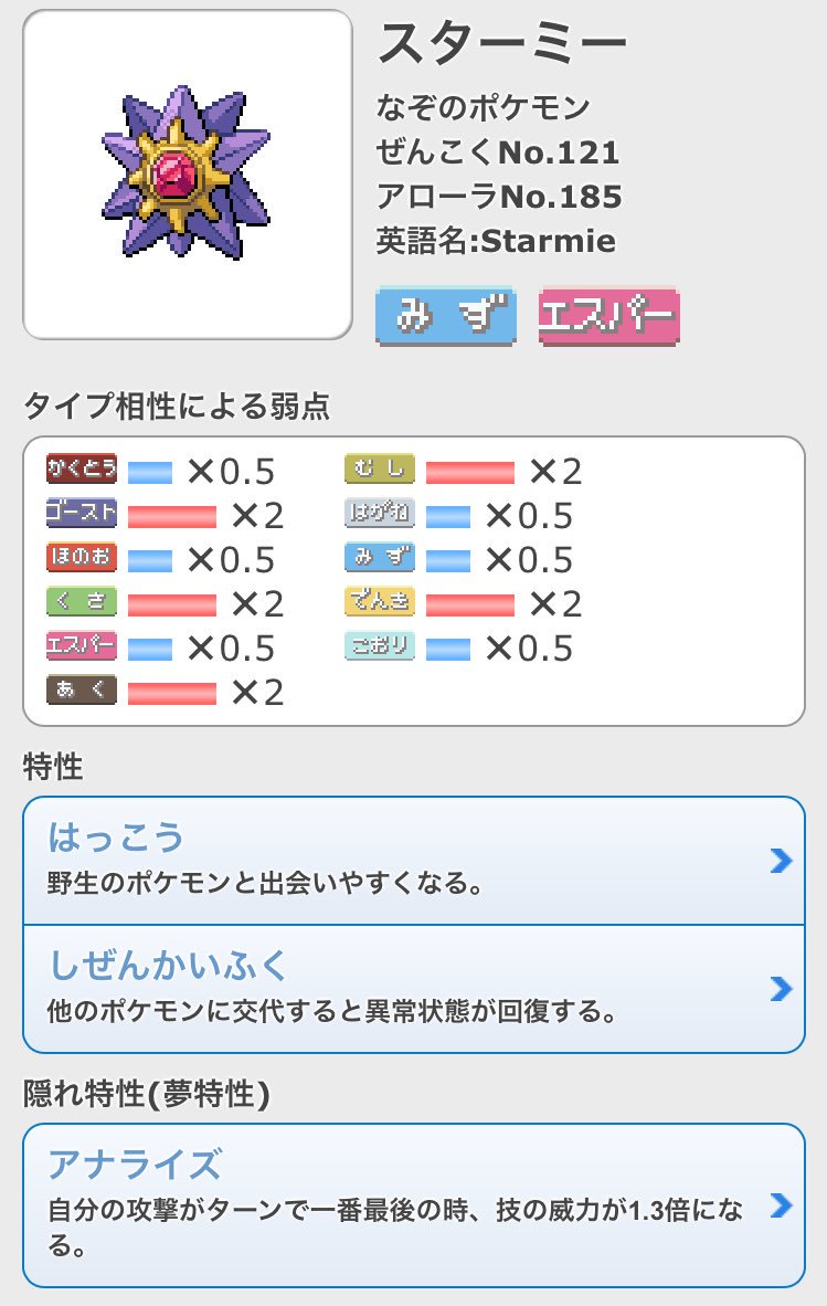 Uzivatel つぼみ 縄文杉 Na Twitteru ゲーフリさんに一度聞きたいんだけどさ スターミーの特性どうやって活かせばいいの 水 ポケモンにしては速いのが売りじゃないの 耐久もないから アナライズ活かすなら 小さくなるガン積みするしか浮かばないのですが 誰か Uzivatel つぼみ 縄文杉 Na Twitteru ゲーフリさんに一度聞きたいんだけどさ スターミーの特性どうやって活かせばいいの 水 ポケモンにしては速いのが売りじゃないの 耐久もないから アナライズ活かすなら 小さくなるガン積みするしか浮かばないのですが 誰か