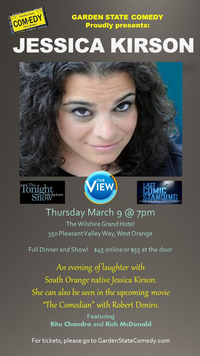 njcomedy's tweet photo. Jessica Kirson #TheView #TonightShow #LastComic performs in West Orange this Thursday @wochronicle @WOrangeTweets @westorangenj https://t.co/9Fov8JET7T