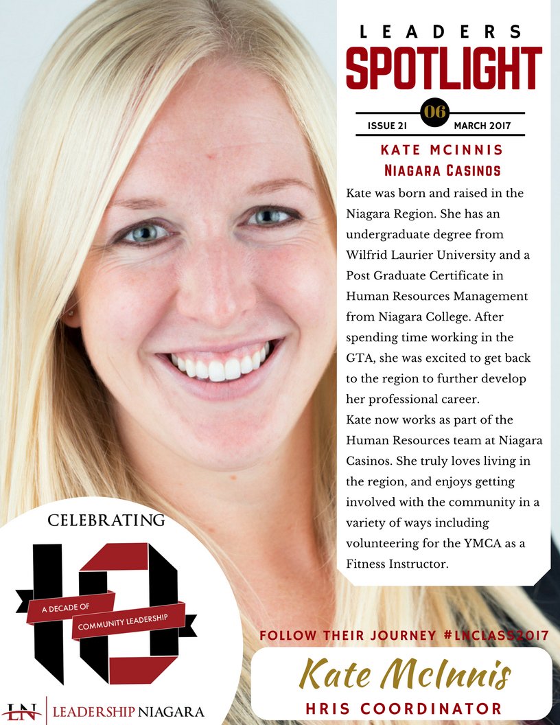 Lead_Niagara's tweet photo. Kate McInnis, HRIS Coordinator at NiagaraCasinos and part of #LNClass2017 https://t.co/ppvWHQ5ZcO https://t.co/2YVht3gi3L