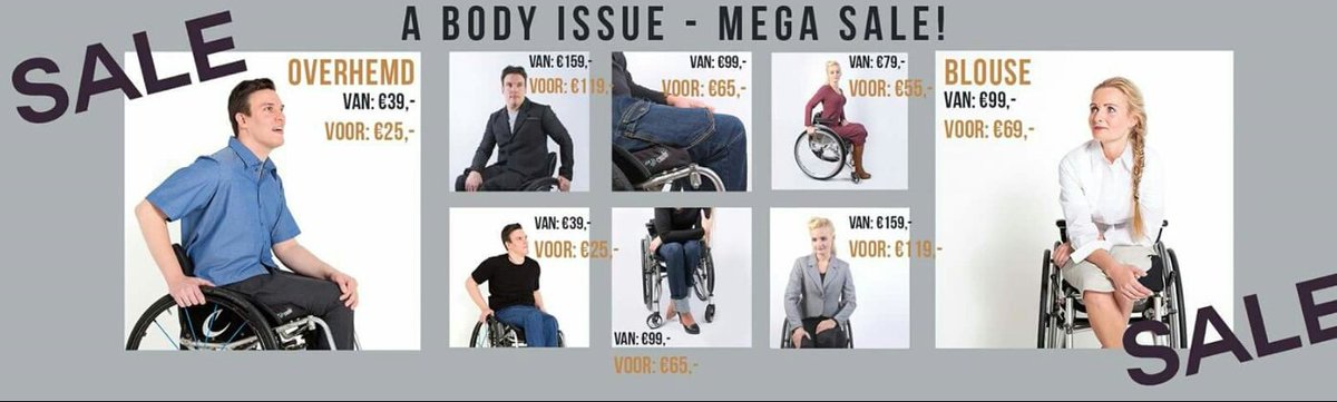 abodyissue's tweet photo. #megasale in onze #webshop! @abodyissue #wheelchairfashion  #fashionlabelzittendemens @DeZonnebloem @apcgarnhem @revfonds @Zonderbeperking https://t.co/9RmtG6HWNq