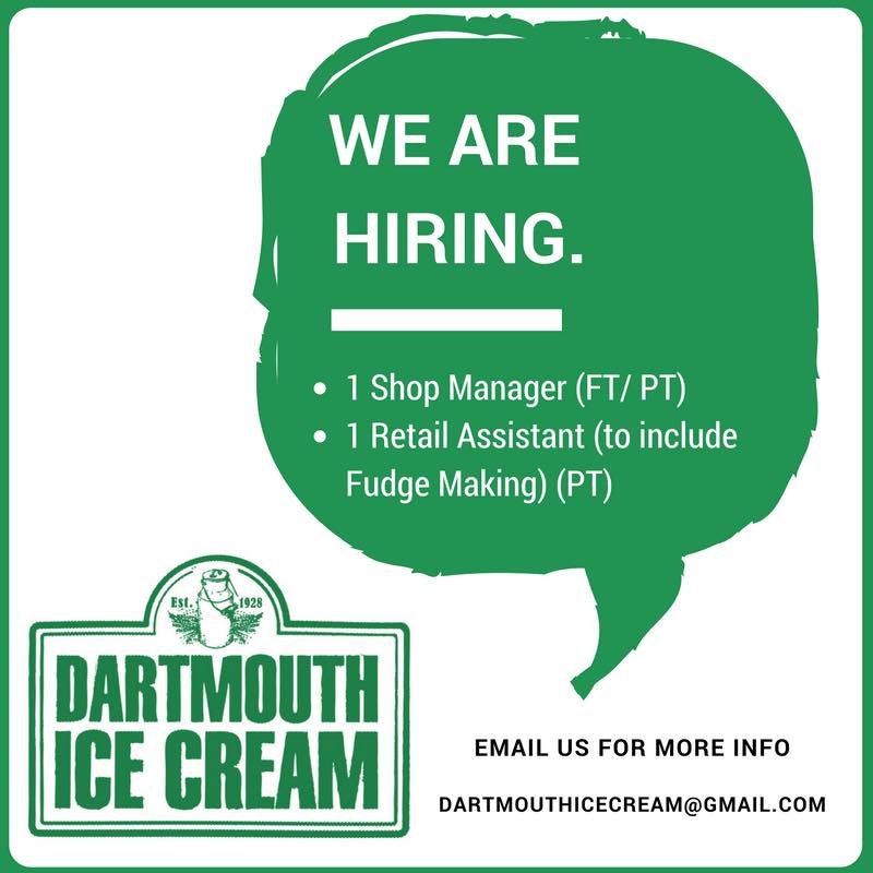 DartmouthIce's tweet photo. We're looking for staff for our stores both in Dartmouth &amp; Kingsbridge. Get in touch for more details. https://t.co/MTtjfM7jd2
