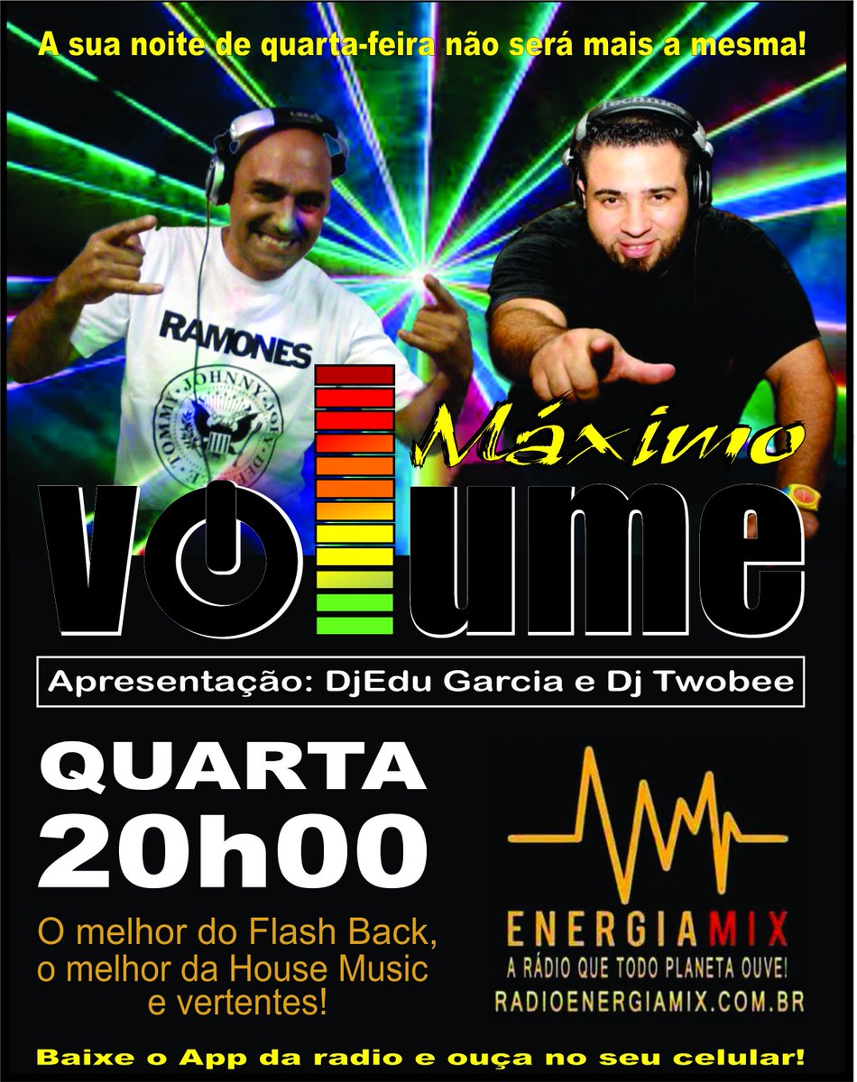 djedugarcia's tweet photo. Muita #housemusic nesta quarta no programa #volumemaximo na #radioenergiamix com #djedugarcia e #djtwobee https://t.co/chlCskotki