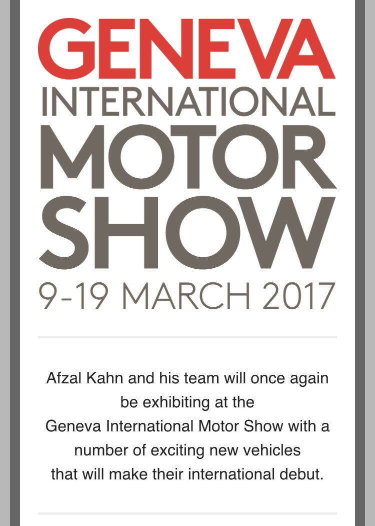 ..this week at the Geneva Motorshow 9-19th March

#geneva #afzalkahn #genevamotorshow