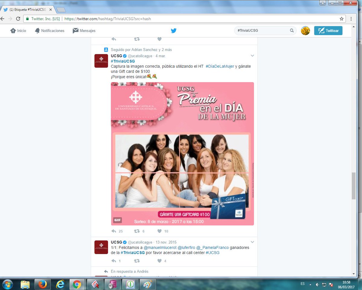 PolitaSoria's tweet photo. @ucatolicagye #TriviaUCSG #DíaDeLaMujer Quiero Participar!!!! https://t.co/GmUcgcz389