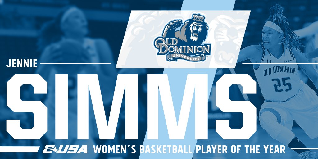 Conference USA (@conferenceusa) on Twitter photo 🏀📢: Congratulations to <a href="/ODUWBB/">ODU Women's Basketball</a>'s Jennie Simms, 2017 #CUSAWBK Player of the Year! 🏀📢: Congratulations to <a href="/ODUWBB/">ODU Women's Basketball</a>'s Jennie Simms, 2017 #CUSAWBK Player of the Year!