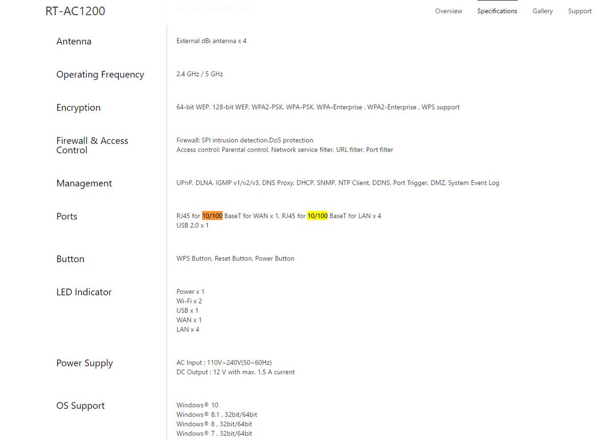 DotComOnomics's tweet image. Word to the wise...ASUS product is misleading and inaccurate. You can't get 1G with 10/100 ports. #AsusFail @ASUS
