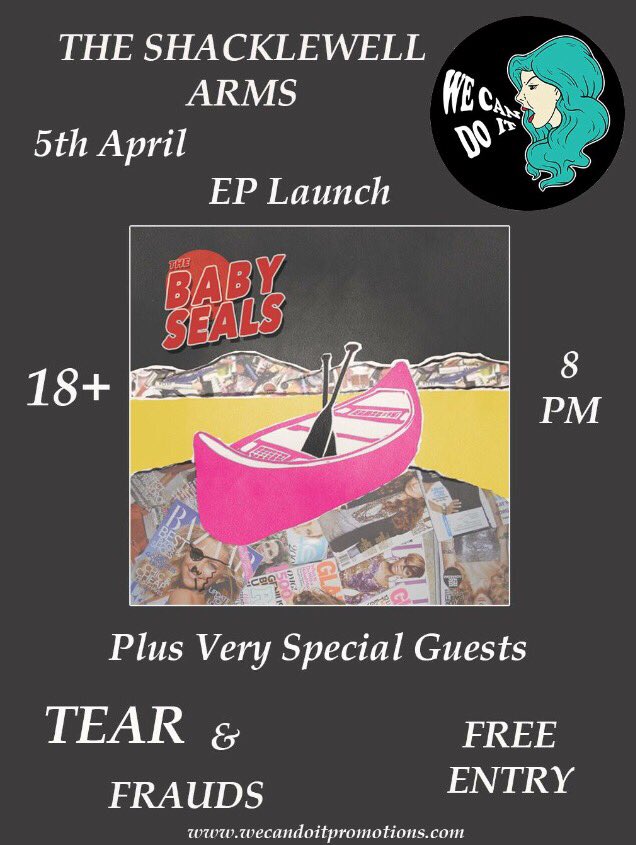 wcdirecords's tweet photo. Our next gig is for @thebabyseals EP launch at @ShacklewellArms with special headliners @TEAR_band and @fraudstweet FREE ENTRY. Come along! https://t.co/5p0uT04wvN