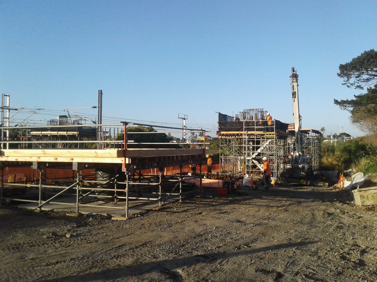 Waterview Shared Path first concrete pour at Albie Turner Field, north of Phyllis Reserve. All four piers at Soljak Place, done. #BoostAKLD