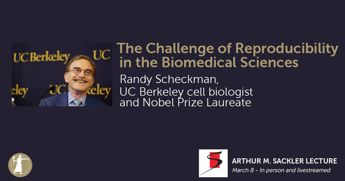 theNASciences's tweet photo. In person or online, Randy Scheckman, The Challenge of Reproducibility in #Biomedical Sciences, #2017SacklerLecture https://t.co/EmkfnkF4rK https://t.co/nVDrBXY0ev