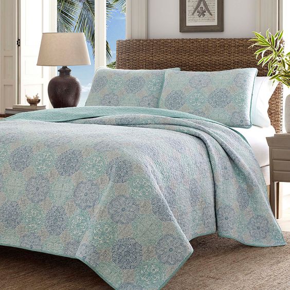 BeddingStyle's tweet photo. Who loves this NEW Tommy Bahama quilt? Beautiful blues, indigo and soft grays! https://t.co/CJ7zVfX3sw https://t.co/DTIEFnH2gC