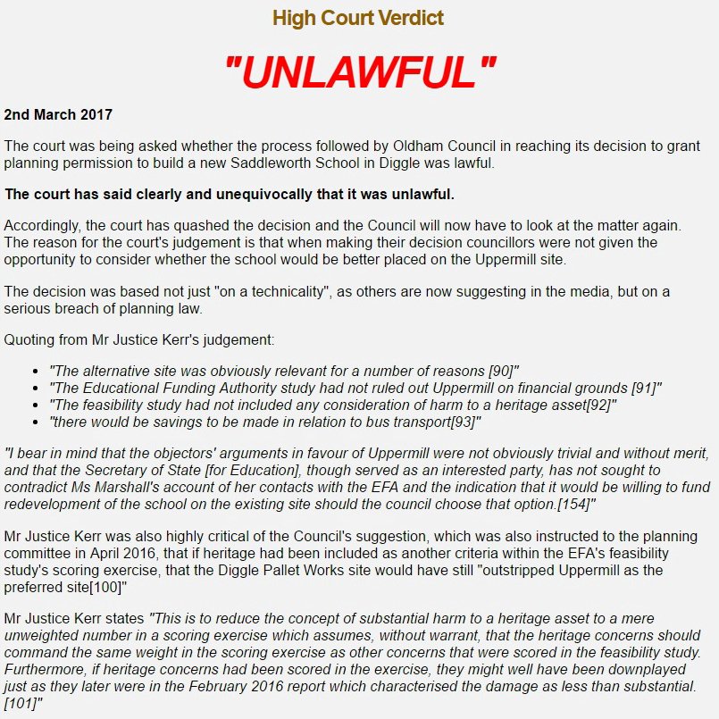 SaveDiggle's tweet image. The truth &amp;amp; facts (inc the full J.R report) about the new #Saddleworth School Judicial Review can be found here:savediggle.org.uk