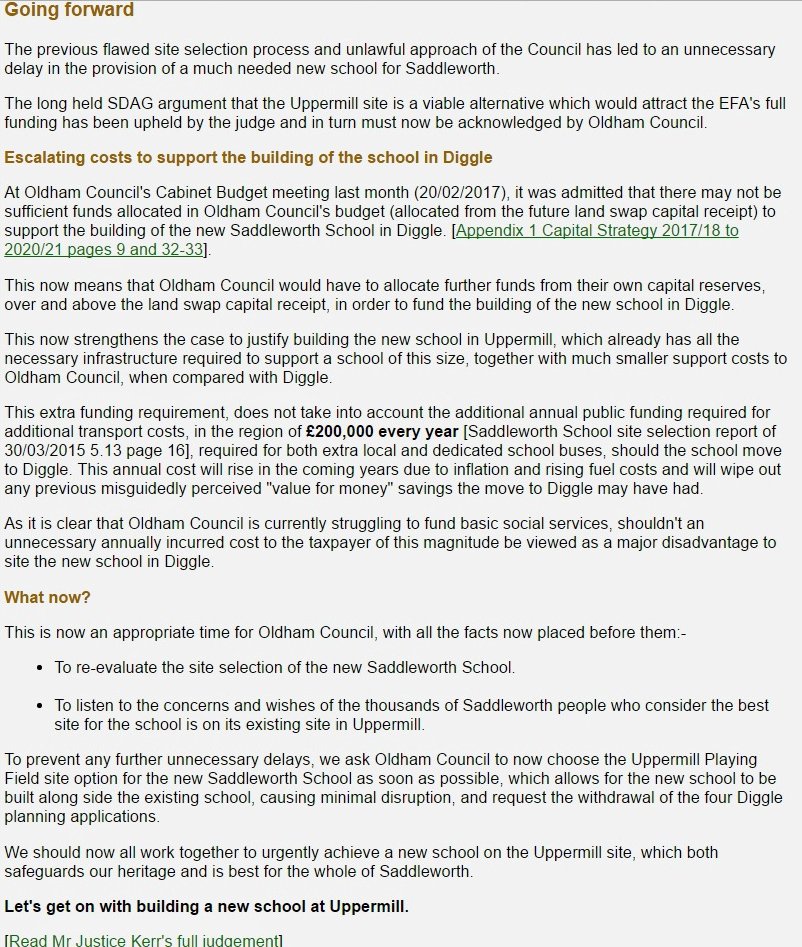 SaveDiggle's tweet image. The truth &amp;amp; facts (inc the full J.R report) about the new #Saddleworth School Judicial Review can be found here:savediggle.org.uk