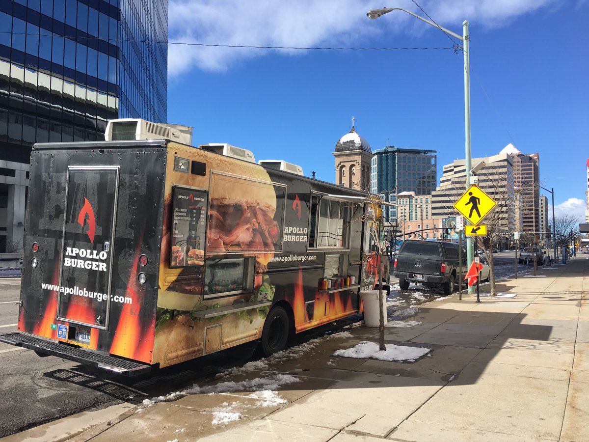 apolloburger's tweet photo. Food truck is located in downtown Salt Lake at 257 East 200 South from 11-2 today! #apollofoodtruck #foodtruck #apolloburger #lunchbreak https://t.co/BL7NlkwLko
